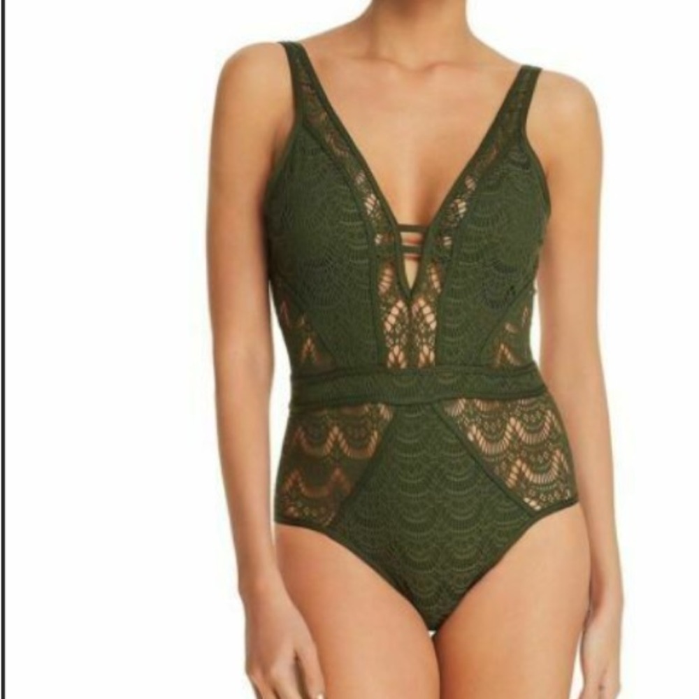 BECCA Green Lace One Piece Swimsuit